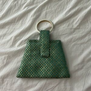 Indian White bangle bag clutch blue and gold handmade
